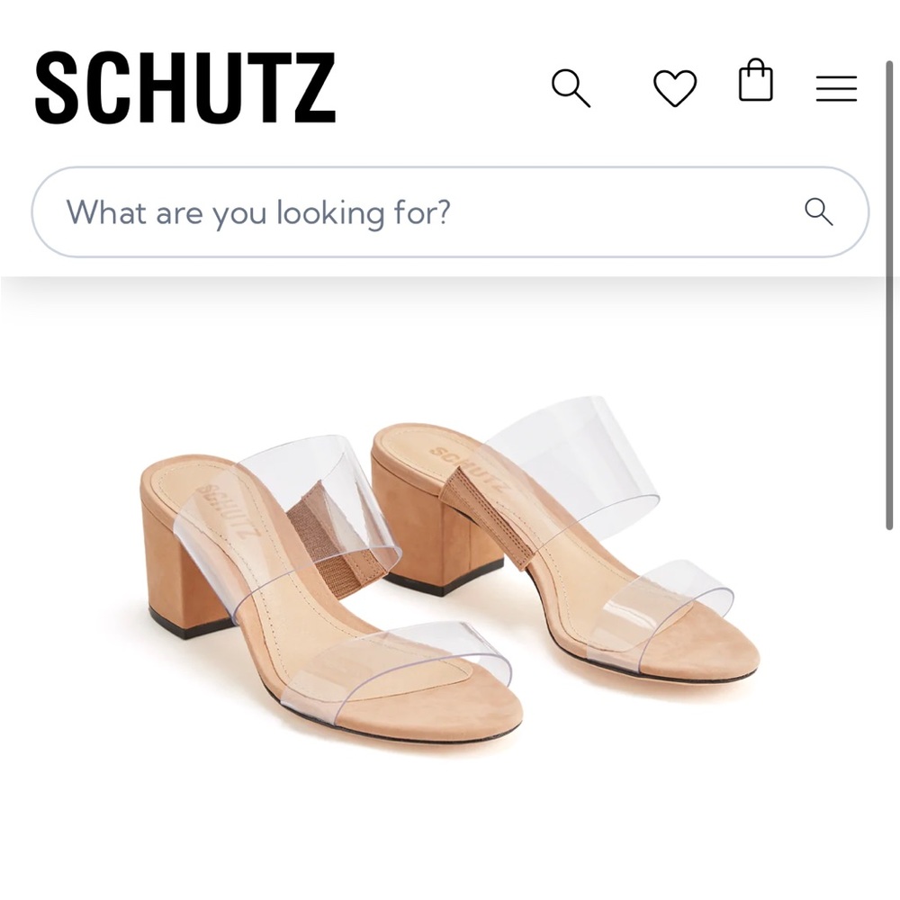 SCHUTZ // Victorie Vinyl and Nude Suede Sandal Size: 9.5